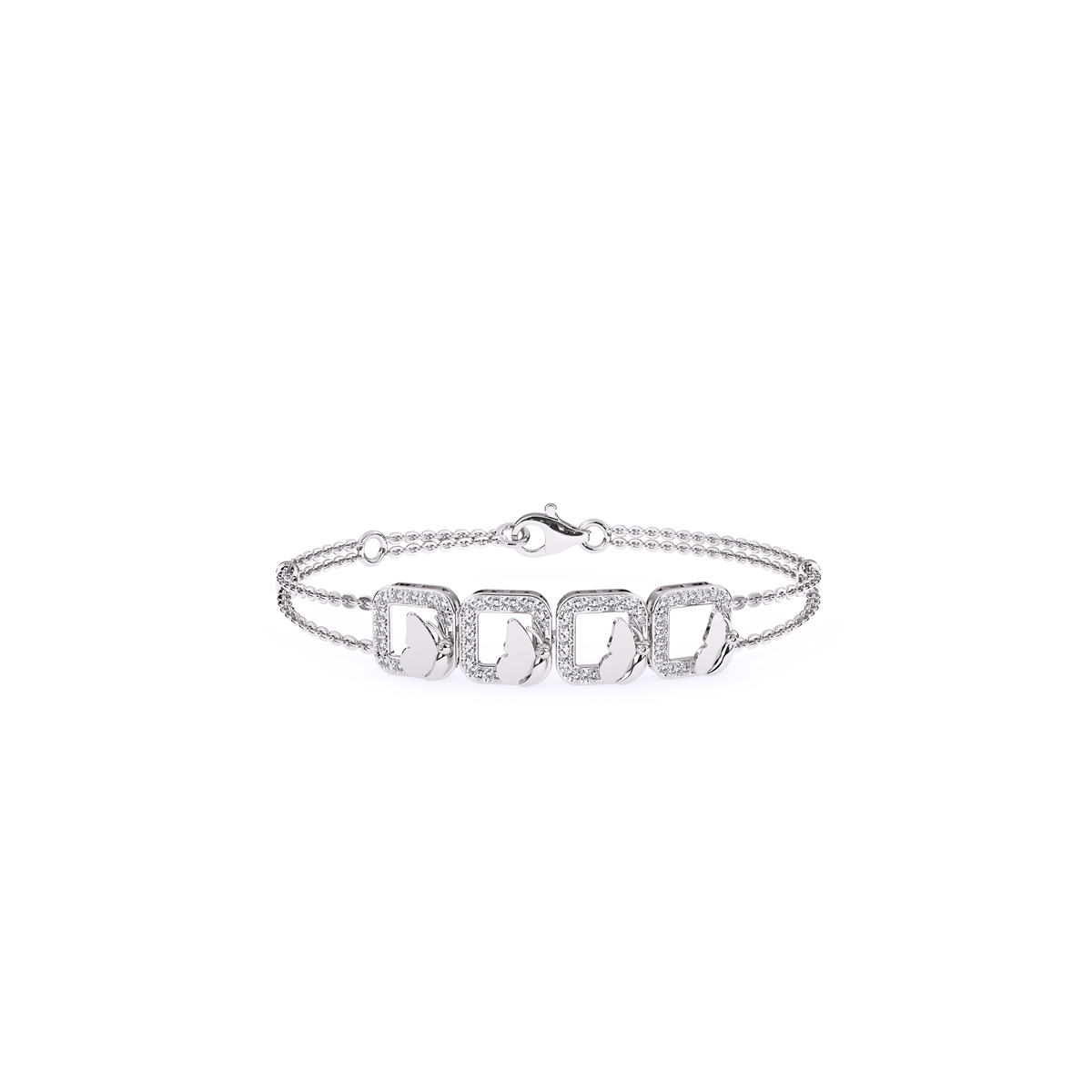 Four Square Rose Gold Diamond Bracelet